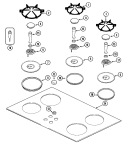 TOP ASSEMBLY Diagram and Parts List for CCG2423W  Jenn-Air Cooktop