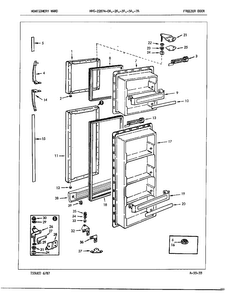 Freezer Door/misc Diagram and Parts List for 22874A  Admiral Refrigerator