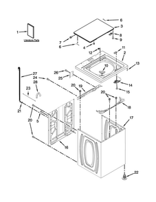 Top And Cabinet Parts Diagram and Parts List for NTW4750BQ1  Amana Washer
