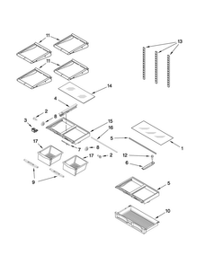 Shelf Parts Diagram and Parts List for MFT2771WEM0  Maytag Refrigerator