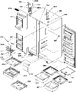 Refrigerator/freezer Shelves, Lights, And Hinges Diagram and Parts List for SXD322S2L-P1305702WL  Amana Refrigerator