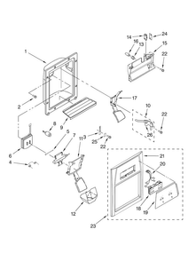 Dispenser Front Parts Diagram and Parts List for ASD2522WEB00  Amana Refrigerator
