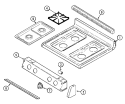 TOP ASSEMBLY Diagram and Parts List for CGR3765ADC  Magic Chef Range