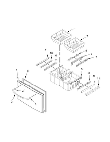 Freezer Door Parts Diagram and Parts List for MFI2269VEM11  Maytag Refrigerator