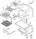 OVEN / BASE Diagram and Parts List for JER8550AAW  Jenn-Air Range