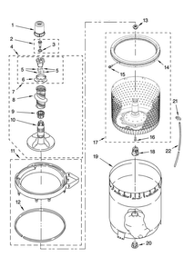 Agitator, Basket And Tub Parts Diagram and Parts List for 3RATW3005TQ1  Admiral Washer