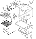 OVEN / BASE Diagram and Parts List for MER5550AAW  Maytag Range
