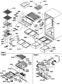 Interior Cabinet And Drain Block Assembly Diagram and Parts List for TR25VE-P1196404WE  Amana Refrigerator