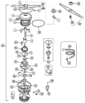 Part Location Diagram of 12001446 Whirlpool Upper Spray Arm with Retainer