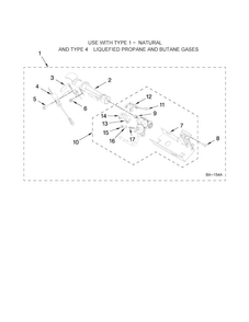 8557891 Burner Assembly Diagram and Parts List for 7MMGDB850WL0  Maytag Dryer