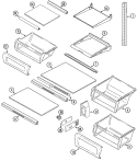 SHELVES & ACCESSORIES Diagram and Parts List for GS2126CEDW  Maytag Refrigerator