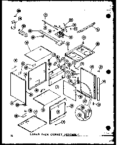 Lower Oven Cabinet Assembly Diagram and Parts List for RCC-3 P72771-2M Amana Microwave