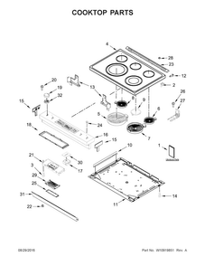 Part Location Diagram of W10738936 Whirlpool COOKTOP