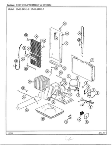 Unit Compartment And System Diagram and Parts List for 64143-0  Admiral Refrigerator