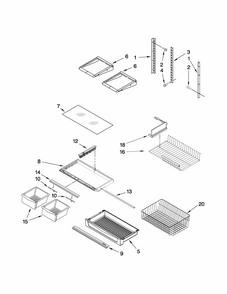 Shelf Pa Diagram and Parts List for GB6526FEAW1  Maytag Refrigerator