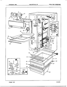 Fresh Food Compartment Diagram and Parts List for 22572A  Admiral Refrigerator