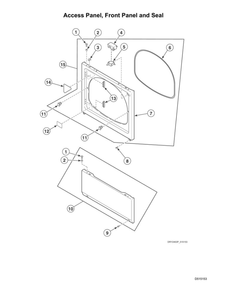 Access Panel/Front Panel/Seal Diagram and Parts List for ADEE8RGS173TW01  Speed Queen Dryer