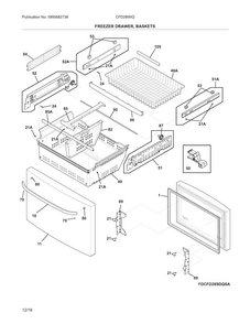 Freezer Drawer, Baskets Diagram and Parts List for CFD28WIQBC  Crosley Refrigerator