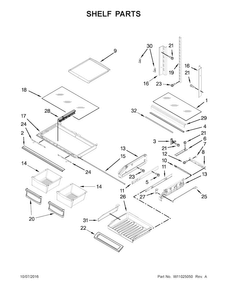 Shelf Parts Diagram and Parts List for MFI2269FRZ02  Maytag Refrigerator