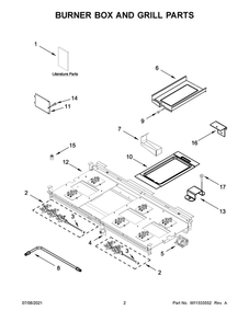 Burner Box And Grill Parts Diagram and Parts List for JDRP648HM01  Maytag Range