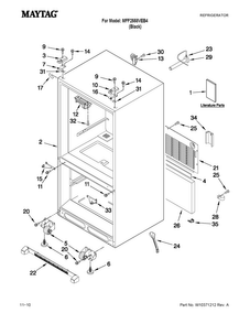 Cabinet Parts Diagram and Parts List for MFF2558VEB4  Maytag Refrigerator