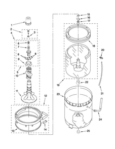 Agitator, Basket And Tub Parts Diagram and Parts List for 4KMTW5955TW1  Maytag Washer