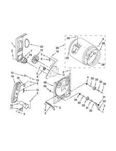 Bulkhead Parts Diagram and Parts List for AGD4675YQ2  Admiral Dryer