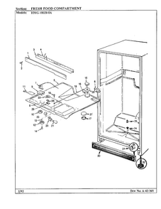 Fresh Food Compartment Diagram and Parts List for 18020-0A  Admiral Refrigerator