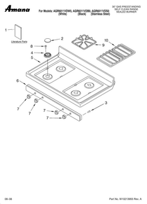Cooktop Parts Diagram and Parts List for AGR6011VDS0  Amana Range