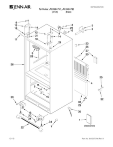 Cabinet Parts Diagram and Parts List for JFC2089WTB2  Jenn-Air Refrigerator