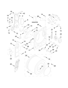 Bulkhead Parts Diagram and Parts List for NEC3240FW0  Amana Dryer