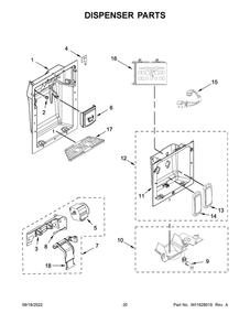 Dispenser Parts Diagram and Parts List for JBSS48E22L00  Jenn-Air Refrigerator