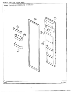 Freezer Inner Door Diagram and Parts List for HMG621860  Admiral Refrigerator