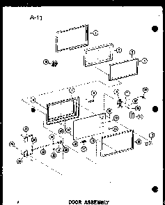 Door Assembly Diagram and Parts List for RC-10S P73829-1M Amana Microwave