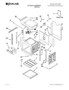Upper Oven Parts Diagram and Parts List for JJW3830WP00  Jenn-Air Wall Oven