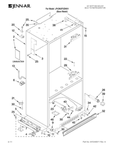 Cabinet Parts Diagram and Parts List for JF42NXFXDW01  Jenn-Air Refrigerator