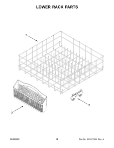 Lower Rack Parts Diagram and Parts List for ADB1400AGS2  Amana Dishwasher