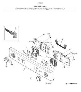 Control Panel Diagram and Parts List for 41771732811  Kenmore Washer Dryer Combo