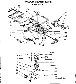 Base Assembly Diagram and Parts List for 11621822  Kenmore Canister Vacuum