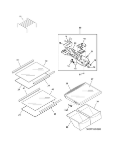 Shelves Diagram and Parts List for CRT182HQW1  Crosley Refrigerator