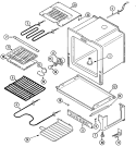OVEN / BASE Diagram and Parts List for MER5570BCW  Maytag Range