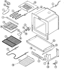 OVEN / BASE Diagram and Parts List for MER5721BAF  Maytag Range