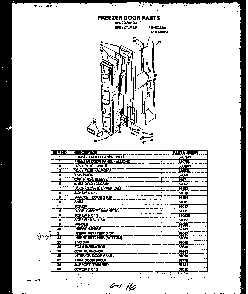Freezer Door Parts Diagram and Parts List for GFS207 MN01 Caloric Refrigerator