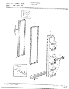 Freezer Door Diagram and Parts List for 21814-0A  Admiral Refrigerator