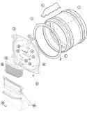 FRONT BULKHEAD, AIR DUCT & DRUM Diagram and Parts List for ALE443RAC  Amana Dryer