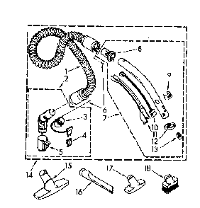 Hose And Attachment Parts Diagram and Parts List for 1162441084  Kenmore Canister Vacuum