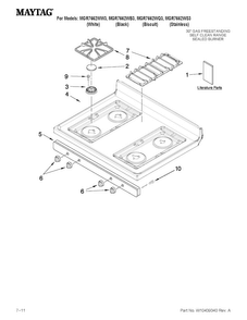 Cooktop Parts Diagram and Parts List for MGR7662WQ3  Maytag Range