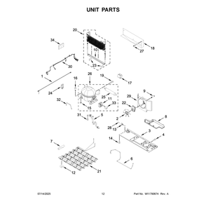 Unit Parts Diagram and Parts List for MFT2772HEZ08  Maytag Refrigerator