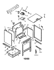 Cabinet Assembly Diagram and Parts List for AGS780WW-P1168601NW  Amana Range