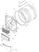 CYLINDER AND FRONT BULKHEAD Diagram and Parts List for ALG866SCW PALG866SCW Amana Dryer